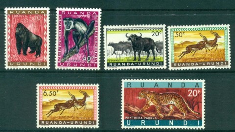 Ruanda-Urundi-1959-61-Wildlife-Asst-6-MH-Lot30858