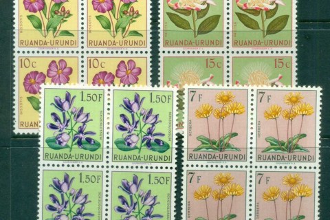 Ruanda-Urundi-1953-Flowers-Asst-Blks-MLH-MUH