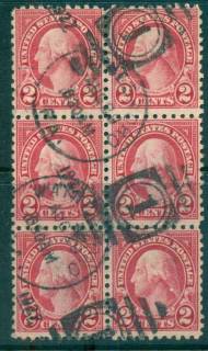 USA-1923-26-Sc583-2c-Washington-P10-Blk-6-RotaryFU-lot67887