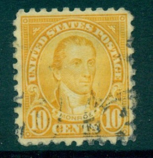 USA-1923-26-Sc591-10c-Monroe-P10-RotaryFU-lot67892