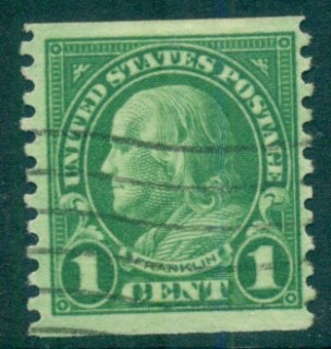 USA-1923-29-Sc597-1c-Franklin-Coil-Perf-10-vert-Rotary-FU-lot68081