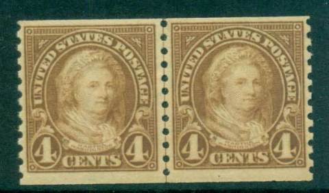 USA-1923-29-Sc601-4c-Martha-washington-Coil-Perf-10-vert-Rotary-line-pr-MLH-lot68073