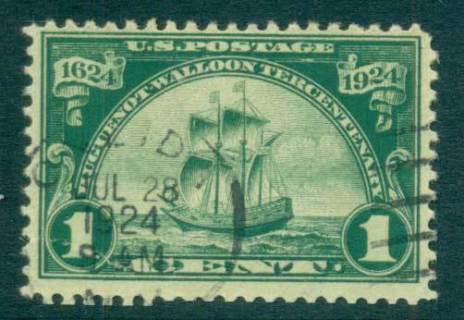 USA-1924-Sc614-Hugenot-Walloon-Tercentenary-1c-FU-lot67334