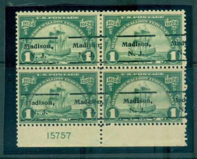 USA-1924-Sc614-Hugenot-Walloon-Tercentenary-1c-PB415757-Precancel-Madison-NJ-MLH-MUH-lot67350