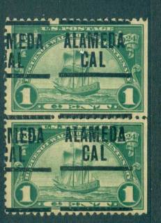 USA-1924-Sc614-Hugenot-Walloon-Tercentenary-1c-pr-Precancel-Alameda-Cal-MLH-lot67347