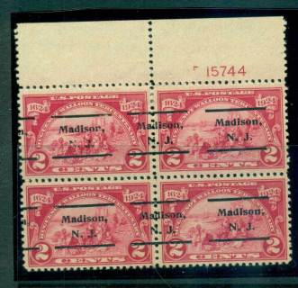 USA-1924-Sc615-Hugenot-Walloon-Tercentenary-2c-PB415744-Precancel-Madison-NJ-MLH-MUH-lot67348