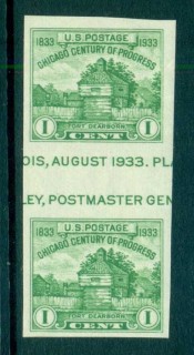 USA-1935-Sc766a-1c-Fort-Dearborn-IMPERF-gutter-pr-MNG-lot72279