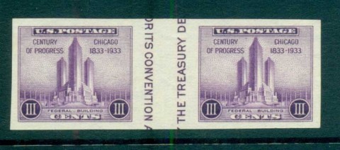 USA-1935-Sc767a-3c-Federal-Building-IMPERF-gutter-pr-MNG-lot72284