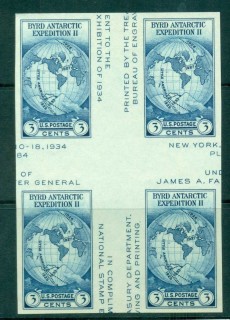 USA-1935-Sc768-3c-Byrd-Antarctic-Expedition-IMPERF-cross-gutter-Blk-4-MNG-lot72299