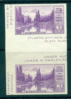 USA-1935-Sc770-3c-Mt-Rainier-Mirror-Lake-Map-IMPERF-gutter-pr-MNG-lot72288