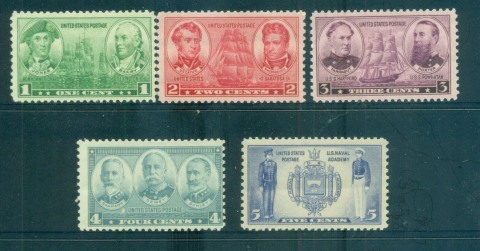 USA-1936-37-Sc790-94-Navy-Issue-MLH-lot67459