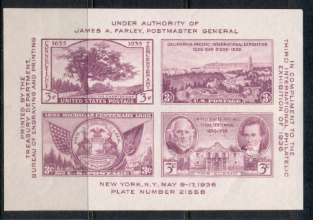 USA-1936-Philatelic-Exhibition-MS-MUH