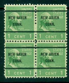 USA-1938-54-Precancel-Connecticut-New-Haven-1c-Blk-4-FU-lot22976