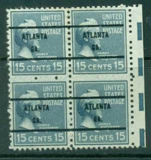 USA-1938-54-Precancel-Georgia-Atlanta-15c-Blk-4-FU-lot22858