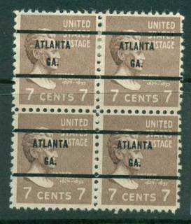 USA-1938-54-Precancel-Georgia-Atlanta-7c-Blk-4-FU-lot22857