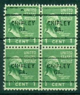 USA-1938-54-Precancel-Georgia-Chipley-1c-Blk-4-FU-lot22677