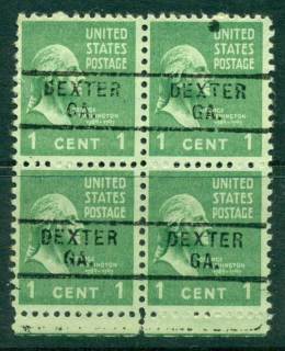 USA-1938-54-Precancel-Georgia-Dexter-1c-Blk-4-FU-lot22683