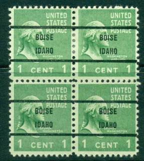 USA-1938-54-Precancel-Idaho-Boise-1c-Blk-4-FU-lot22862