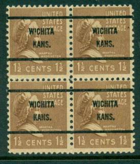 USA-1938-54-Precancel-Kansas-Wichita-1-1-2c-Blk-4-FU-lot23008