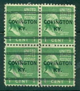 USA-1938-54-Precancel-Kentucky-Covington-1c-Blk46-FU-lot23190