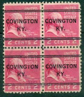 USA-1938-54-Precancel-Kentucky-Covington-2c-Blk-4-FU-lot23192