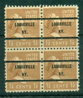 USA-1938-54-Precancel-Kentucky-Louisville-1-1-2c-Blk-4-FU-lot22929