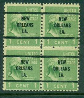 USA-1938-54-Precancel-Louisiana-New-Orleans-1c-Blk-4-FU-ty-63lot23009