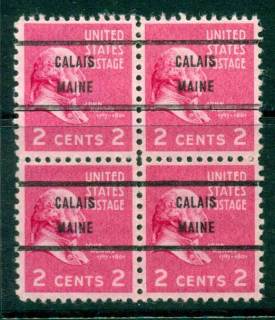 USA-1938-54-Precancel-Maine-Calais-2c-Blk-4-FU-lot22945