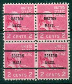 USA-1938-54-Precancel-Massachusetts-Boston-2c-Blk-4-FU-lot22963