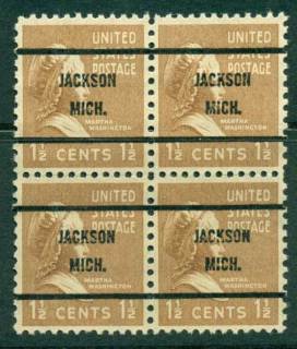 USA-1938-54-Precancel-Michigan-Detroit-1-1-2c-Blk-4-FU-lot23024