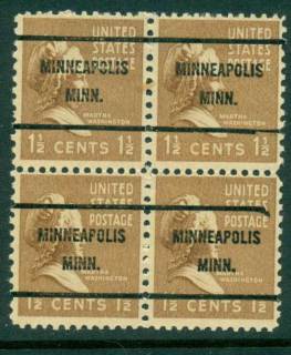 USA-1938-54-Precancel-Minnesota-Minneapolis-1-1-2c-Blk-4-FU-lot23029