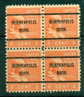 USA-1938-54-Precancel-Minnesota-Minneapolis-1-2c-Blk-4-FU-lot23027