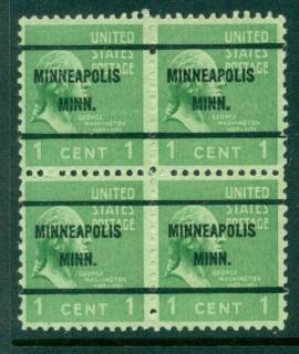 USA-1938-54-Precancel-Minnesota-Minneapolis-1c-Blk-4-FU-lot23028