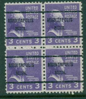 USA-1938-54-Precancel-Minnesota-Minneapolis-3c-Blk-4-FU-lot23030