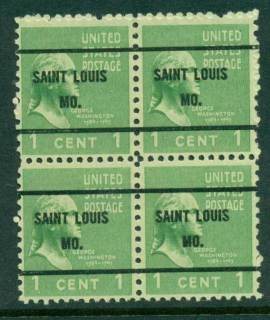 USA-1938-54-Precancel-Missouri-Saint-Louis-1c-Blk-4-FU-lot23036