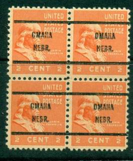 USA-1938-54-Precancel-Nebraska-Omaha-1-2c-Blk-4-FU-lot23042