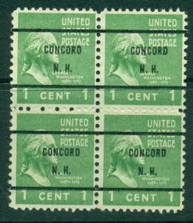 USA-1938-54-Precancel-New-Hampshire-Concord-1c-Blk-4-FU-lot23044