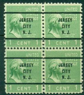 USA-1938-54-Precancel-New-Jersey-Jersey-City-1c-Blk-4-FU-lot23046