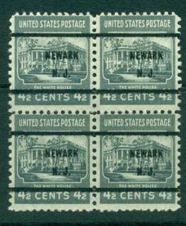 USA-1938-54-Precancel-New-Jersey-Newark-4-1-2c-Blk-4-FU-lot23050