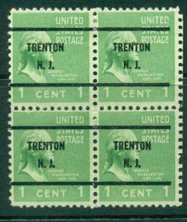 USA-1938-54-Precancel-New-Jersey-Trenton-1c-Blk-4-FU-lot23053