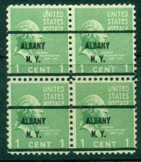 USA-1938-54-Precancel-New-York-Albany-1c-Blk-4-FU-lot23055