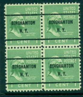 USA-1938-54-Precancel-New-York-Binghampton-1c-Blk-4-FU-lot23058