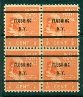 USA-1938-54-Precancel-New-York-Flushing-1-2c-Blk-4-FU-lot23070