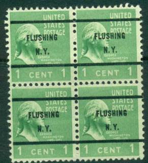 USA-1938-54-Precancel-New-York-Flushing-1c-Blk-4-FU-lot23071