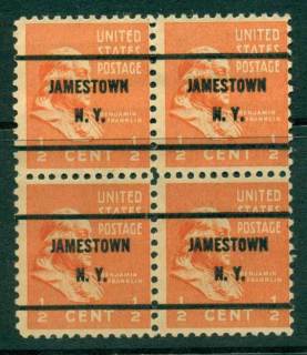 USA-1938-54-Precancel-New-York-Jamestown-1-2c-Blk-4-FU-lot23073