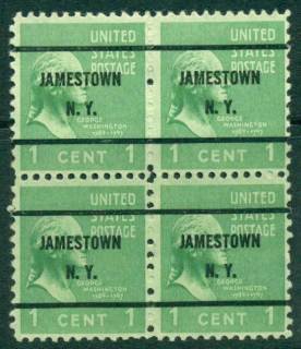 USA-1938-54-Precancel-New-York-Jamestown-1c-Blk-4-FU-lot23074