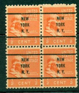 USA-1938-54-Precancel-New-York-New-York-1-2c-Blk-4-FU-lot23077