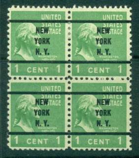 USA-1938-54-Precancel-New-York-New-York-1c-Blk-4-FU-lot23078