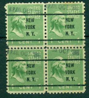 USA-1938-54-Precancel-New-York-New-York-1c-dated-Blk-4-FU-lot23079