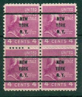 USA-1938-54-Precancel-New-York-New-York-4c-Blk-4-FU-lot23083